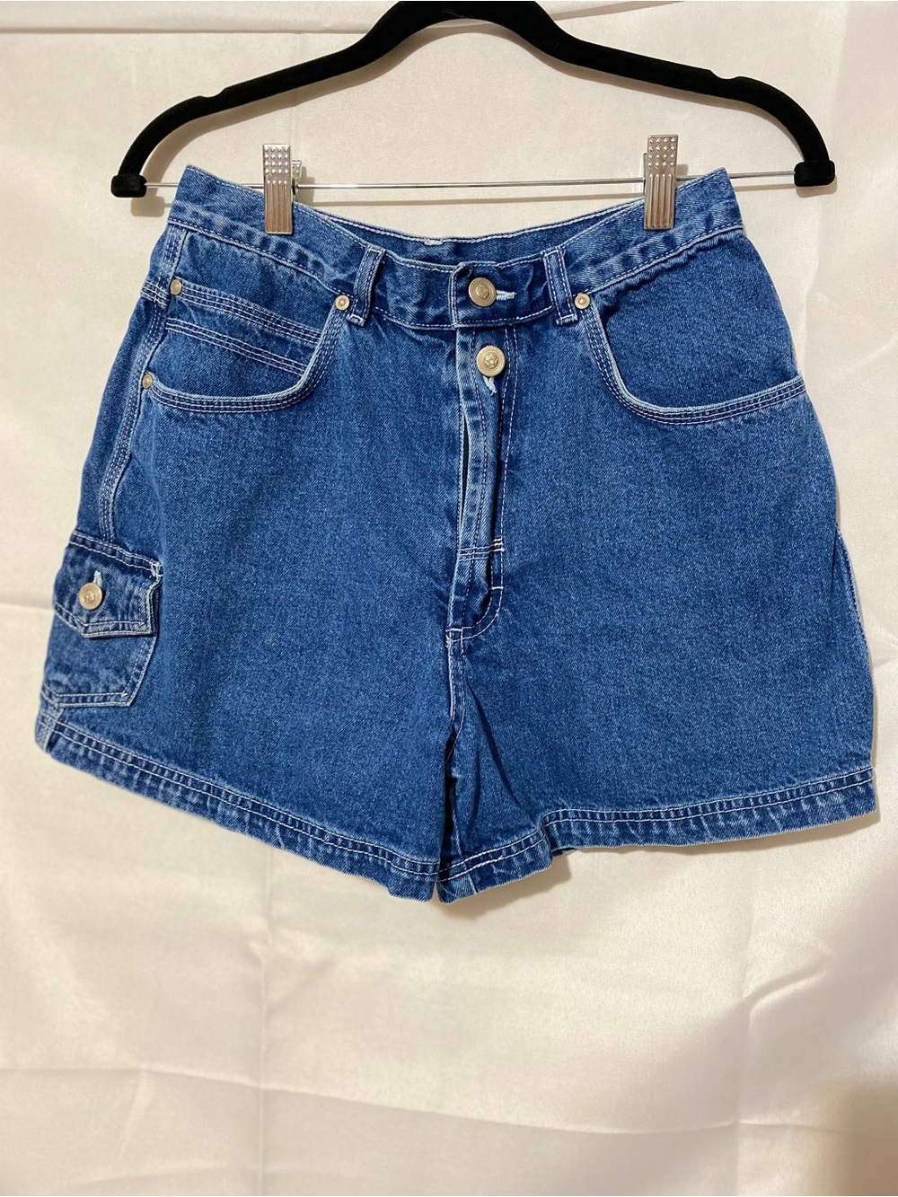 Y2K Vintage Nick &Sarah High-Rise Indigo Denim Mom Shorts with Utility Pocket